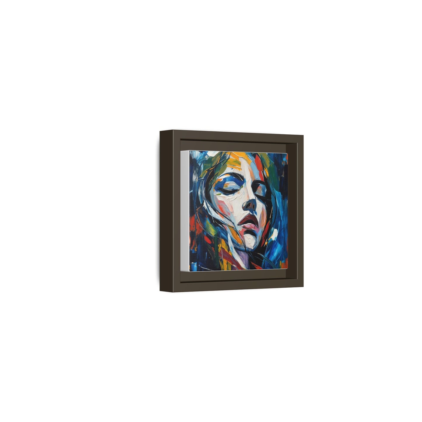 Abstract Colorful Woman Portrait — Framed Matte Canvas Wall Art