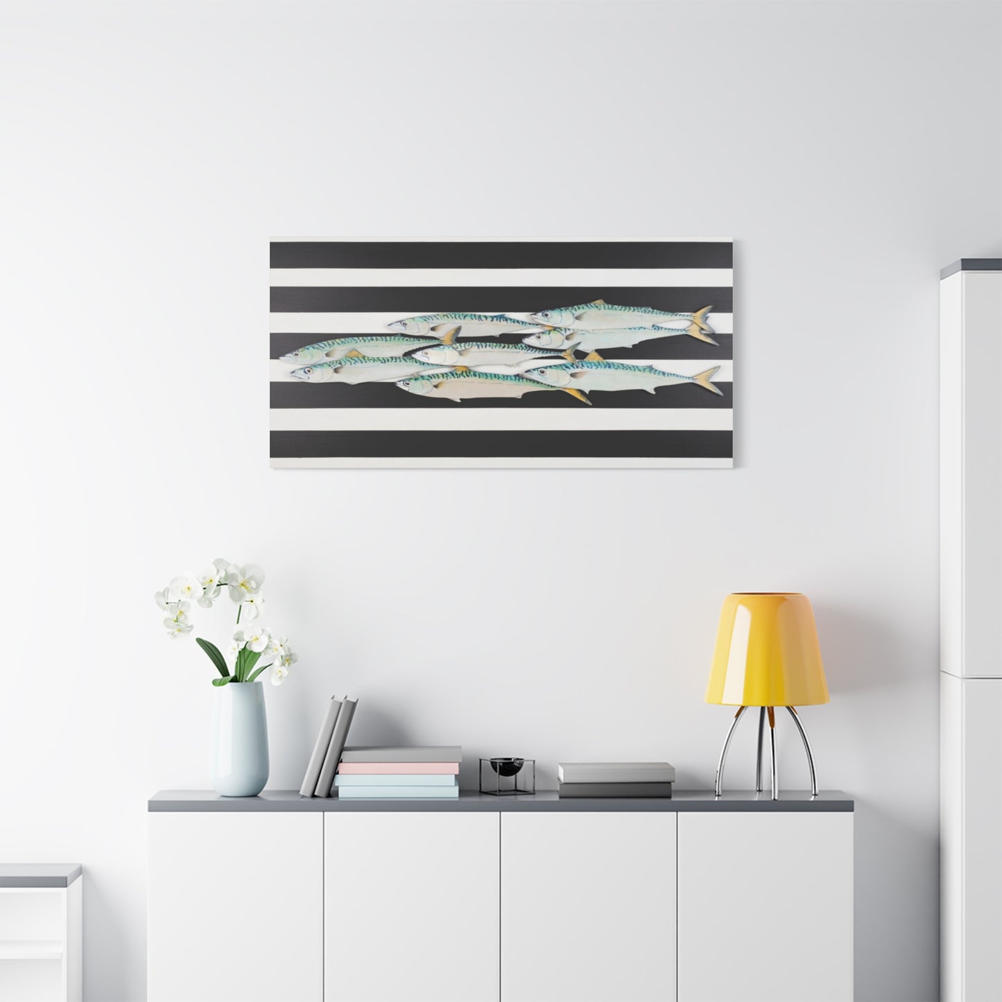 Striped Mackerel School Matte Canvas Print