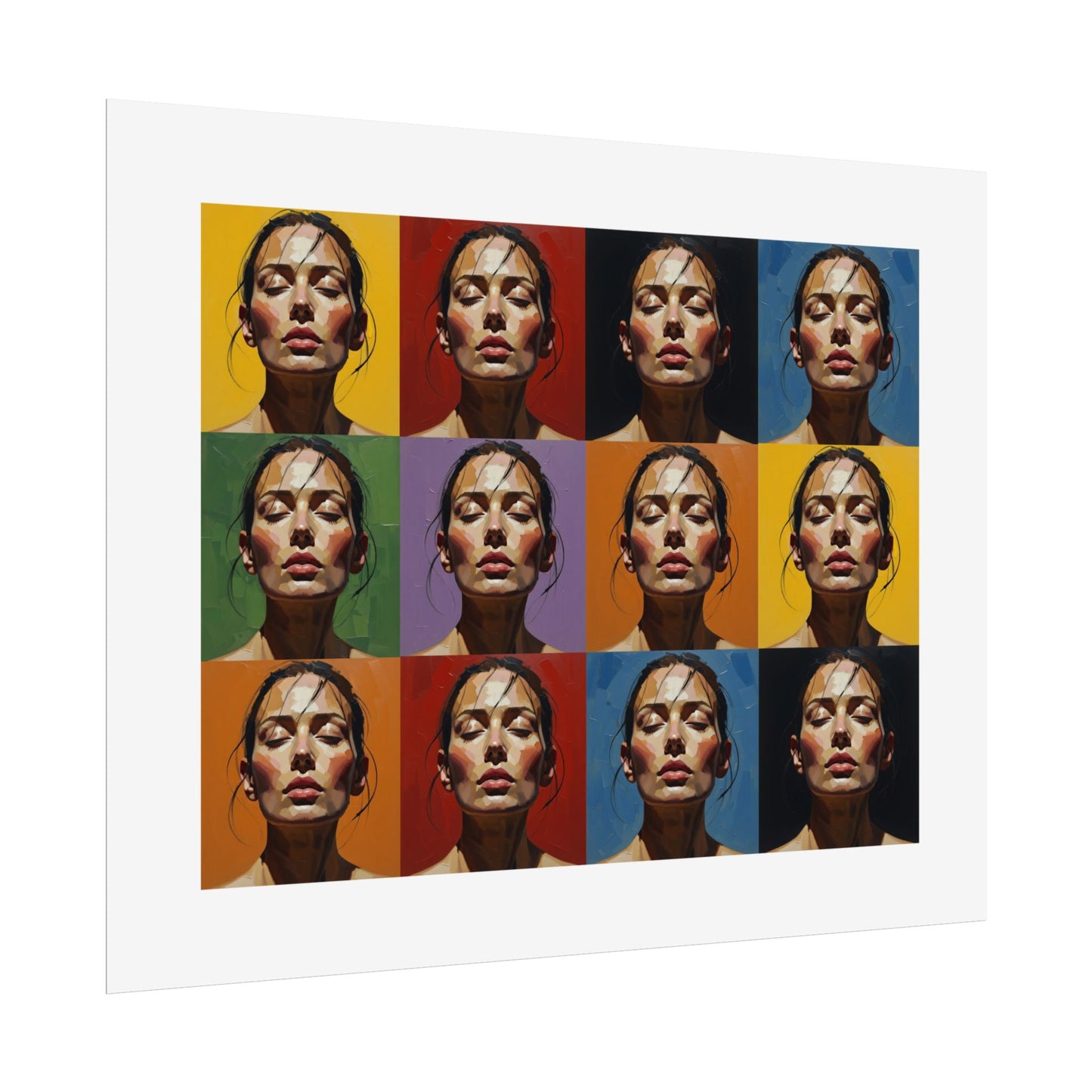 Rolled Poster — Pop Art Portrait Wall Print (Color Grid, 12-Panel)