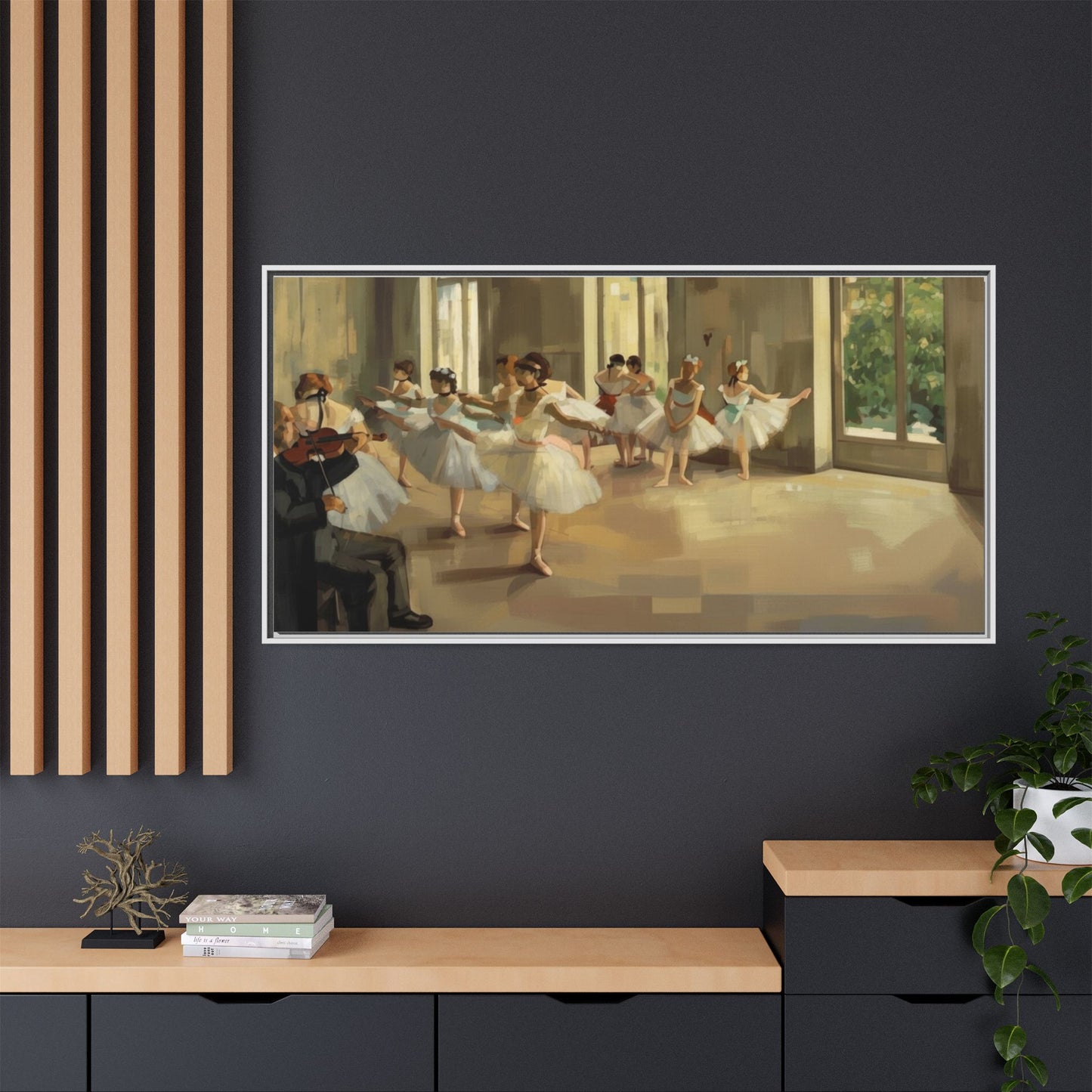 Framed Matte Canvas Print — Ballet Class Scene (Impressionist Dancers)