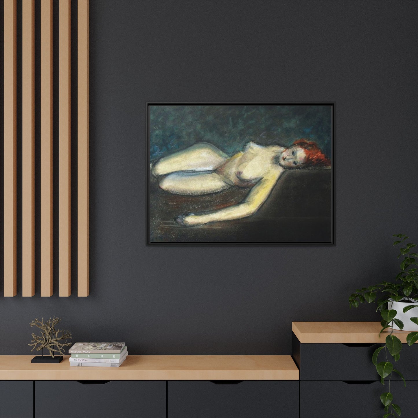 Lying nude by Paul Gosselin Framed Matte Canvas Wall Art Print