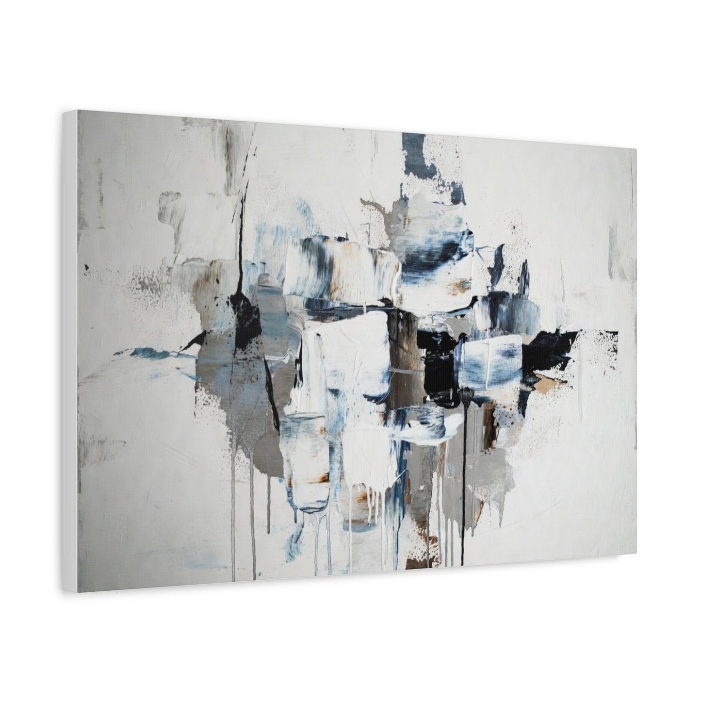 Abstract Blue & Gray Canvas Wall Art — Stretched Matte Canvas