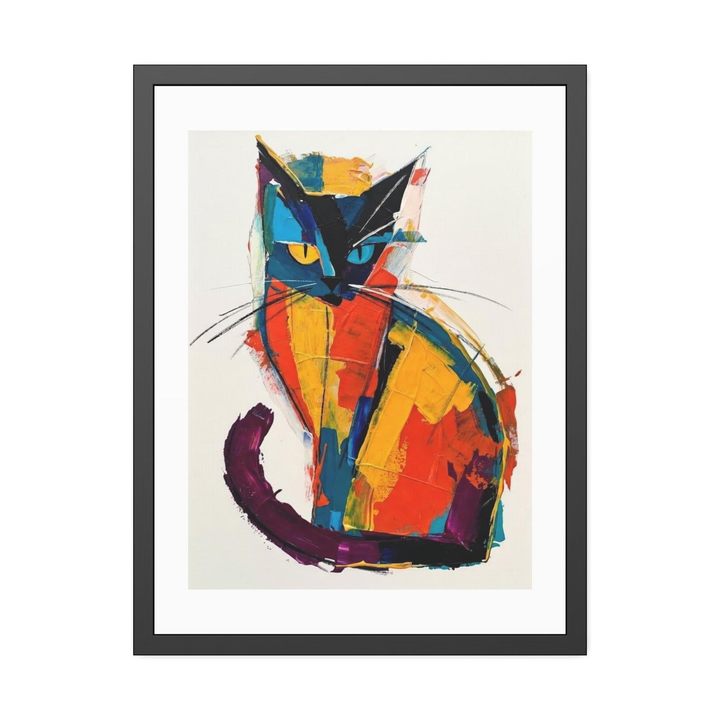 Colorful Abstract Cat Framed Poster