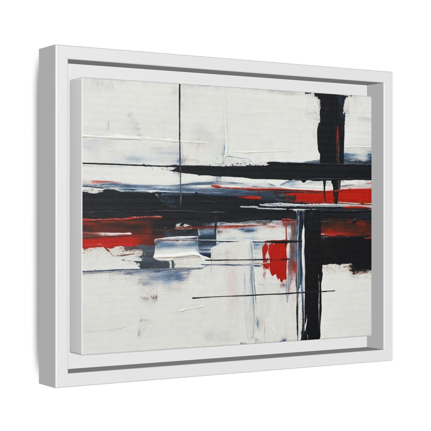 Abstract Red & Black Framed Canvas Art — Modern Matte Wall Painting