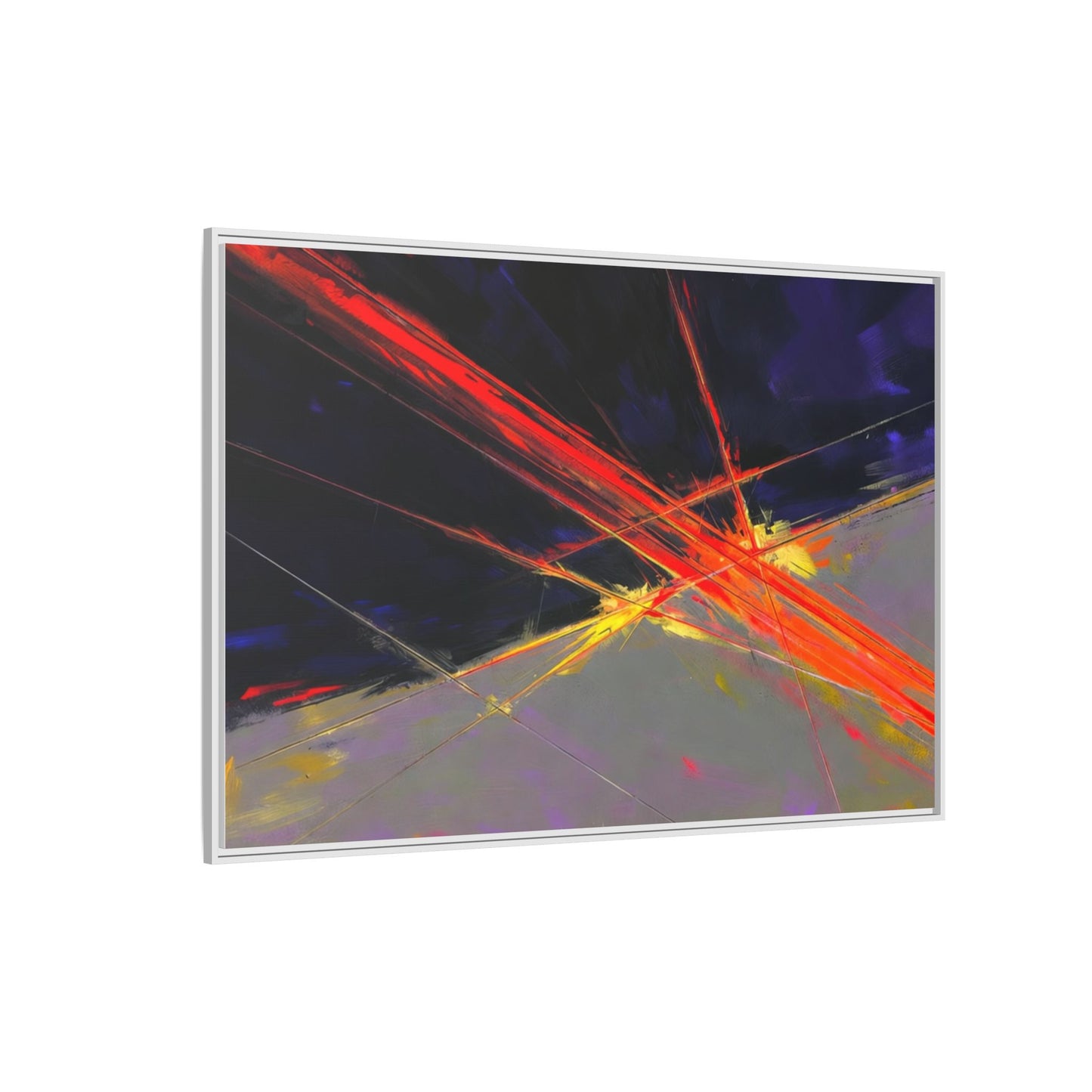 Abstract Red Streaks Framed Matte Canvas Art — Modern Multi‑Color Wall Decor