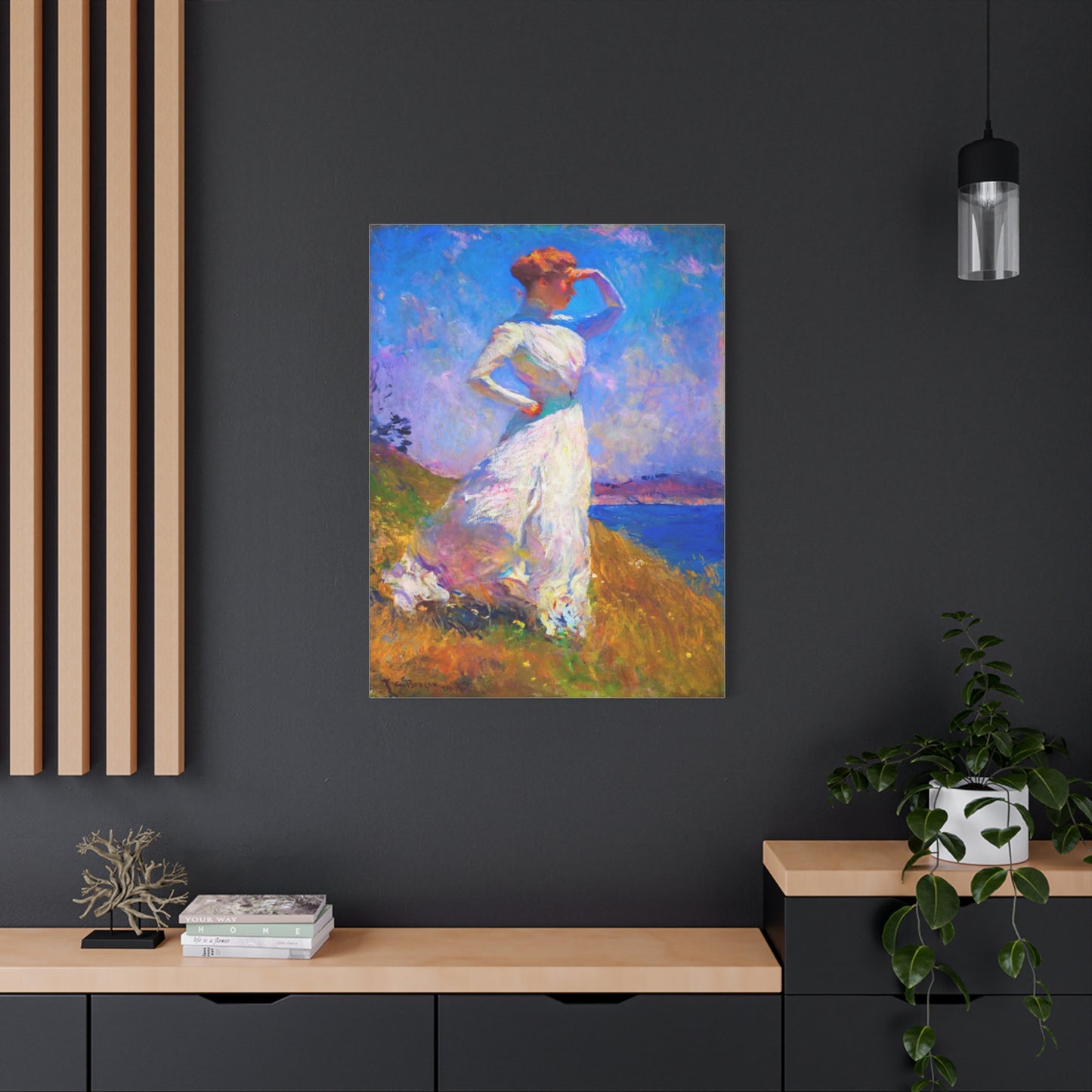 Impressionist Coastal Lady Matte Canvas Print — Stretched 1.25"