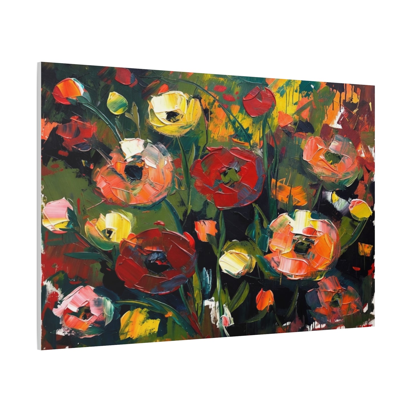 Bold Floral Abstract Canvas Print — Colorful Poppy Wall Art, Matte Stretched 1.25"