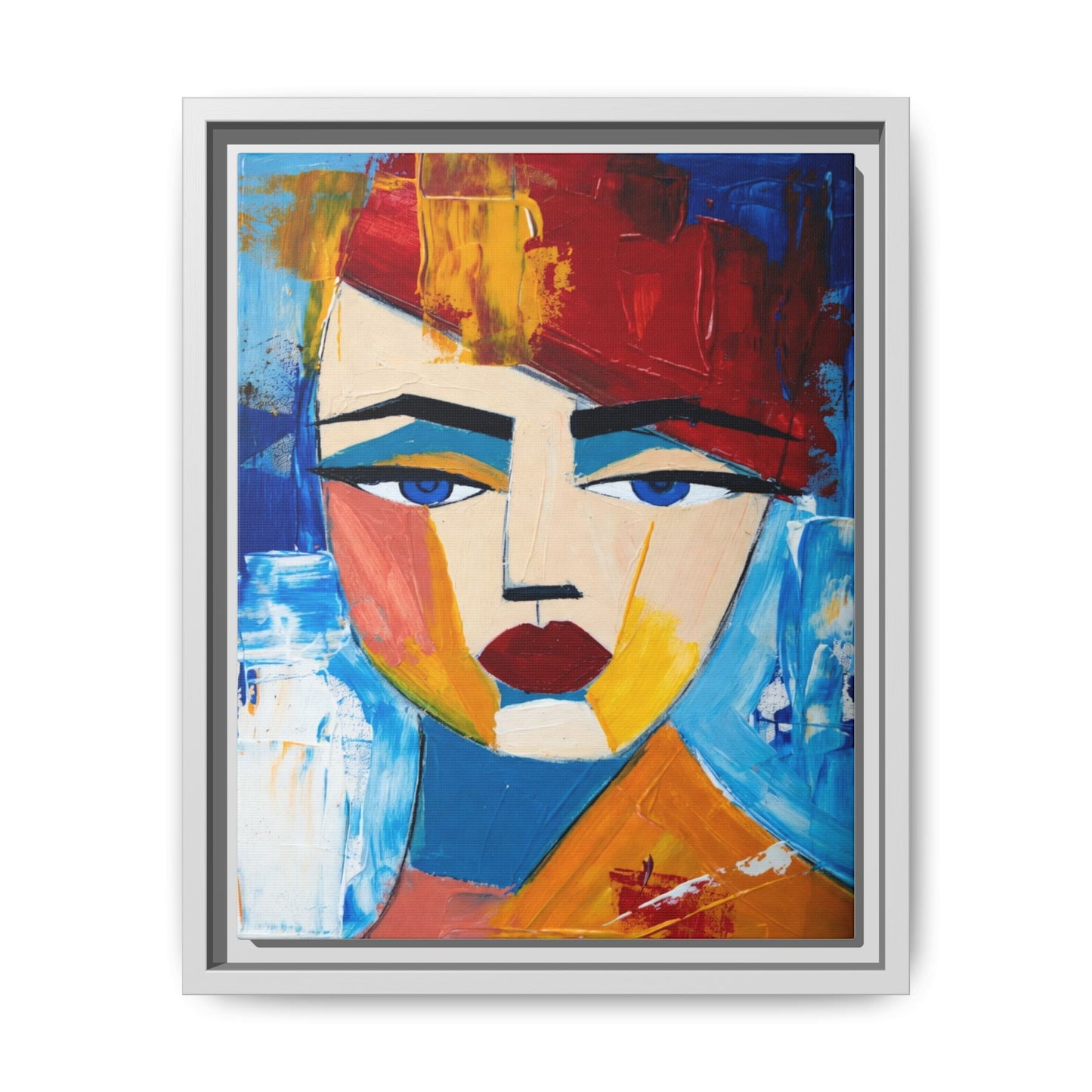 Abstract Colorful Portrait Framed Canvas Art