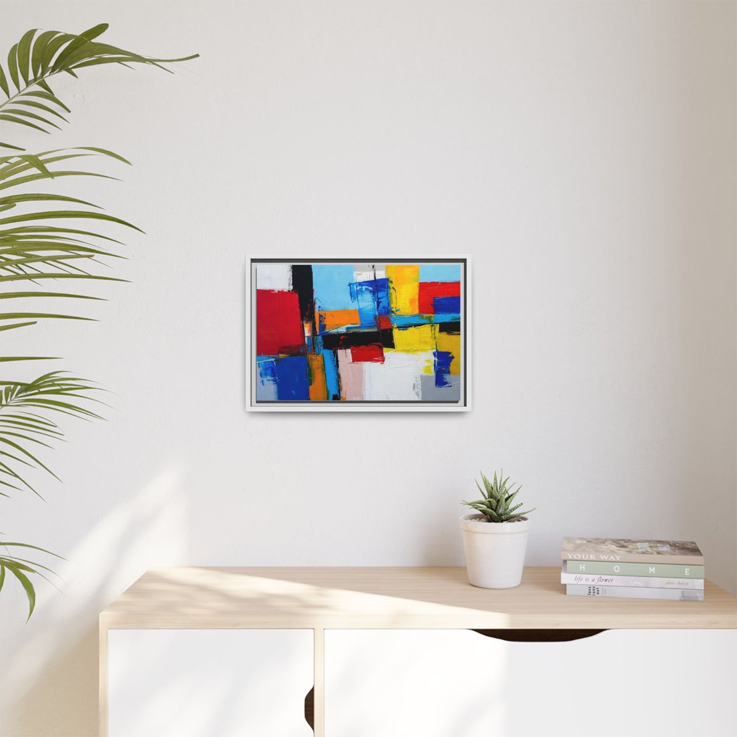 Abstract Color Block Matte Canvas Framed Wall Art