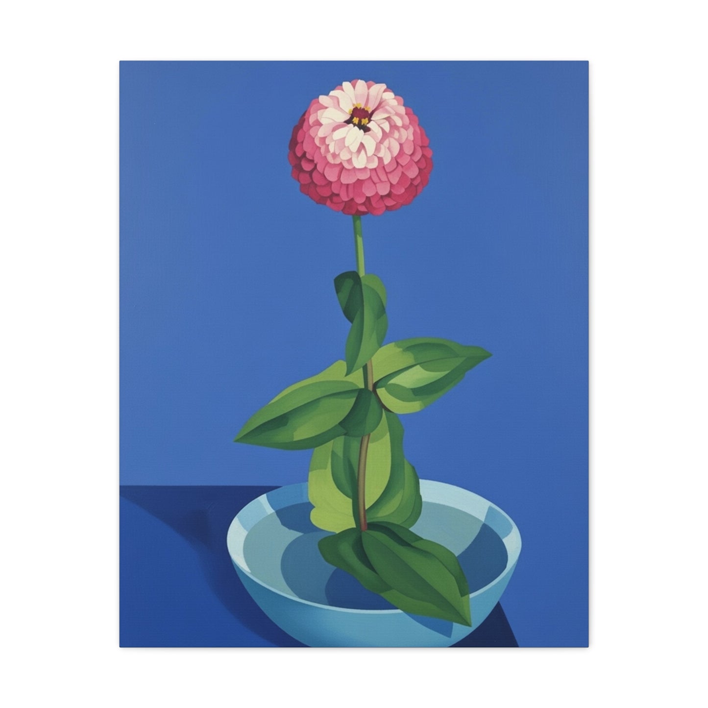 Pink Zinnia Still Life Matte Canvas Wall Art — Stretched 1.25"