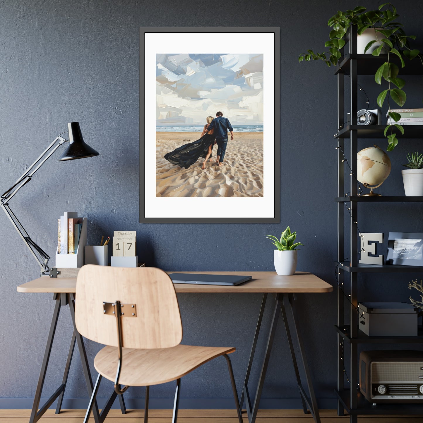 Framed Poster — Romantic Beach Couple Art Print