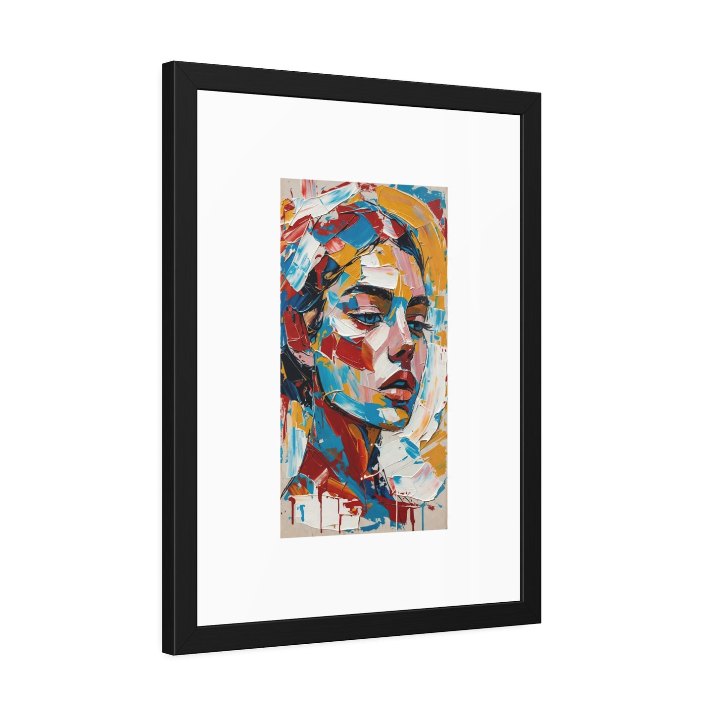 Abstract Colorful Portrait Framed Paper Poster – Modern Art Print for Home & Office