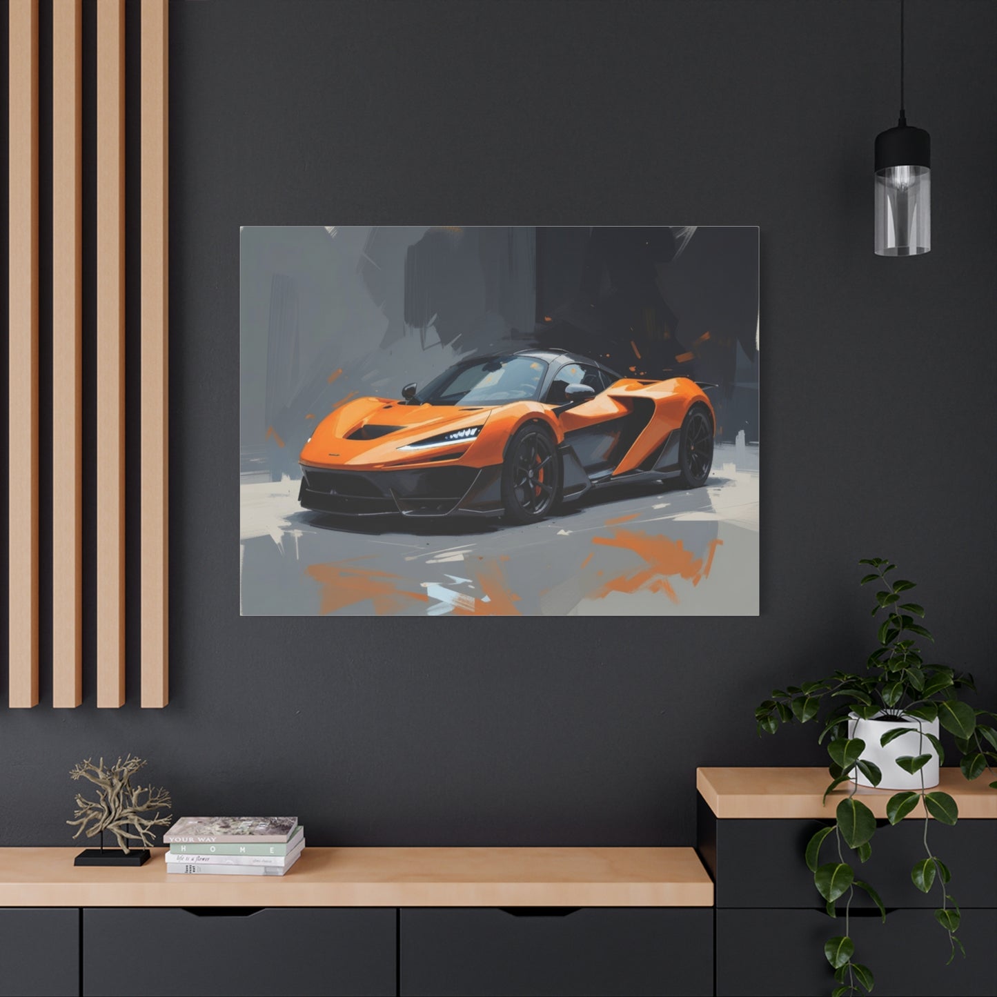 Orange Supercar Matte Canvas Wall Art – Stretched 1.25" Sports Car Print