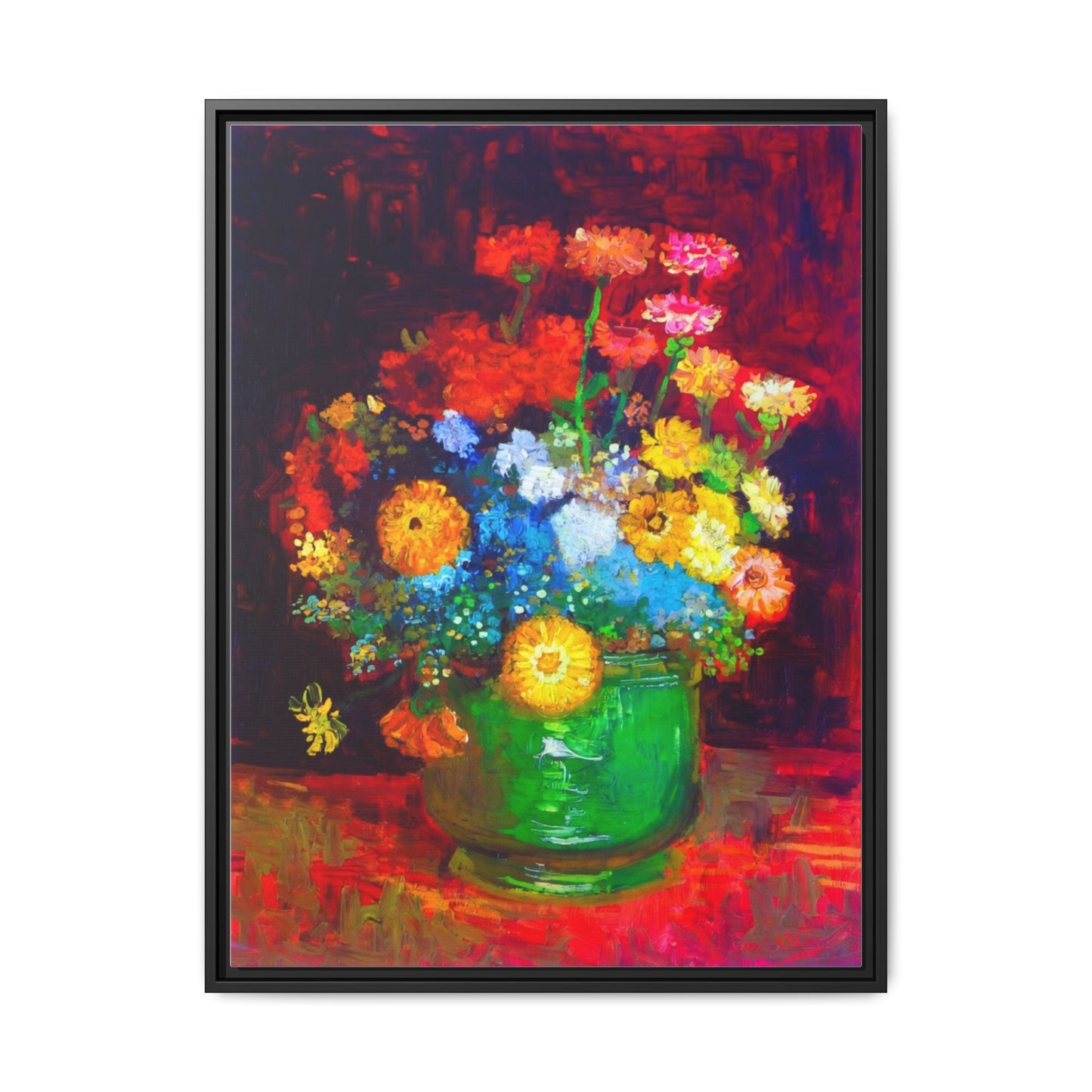 Framed Floral Canvas Print — Colorful Bouquet Wall Art