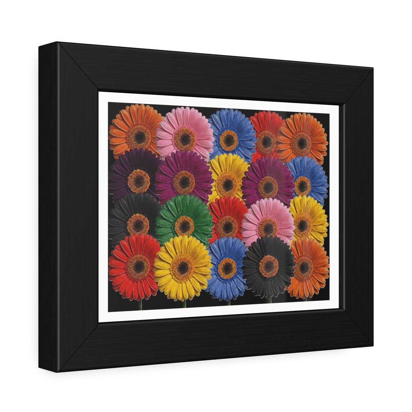 Framed Floral Poster — Colorful Gerbera Wall Art Print