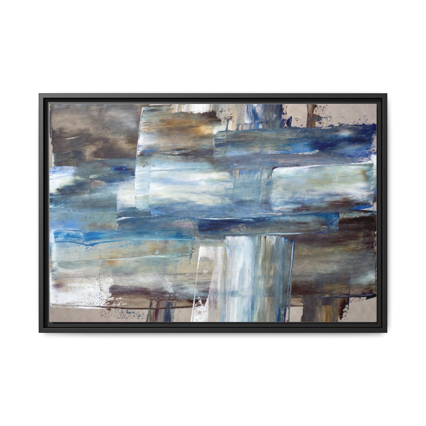 Abstract Blue Coastal Matte Canvas Framed Wall Art