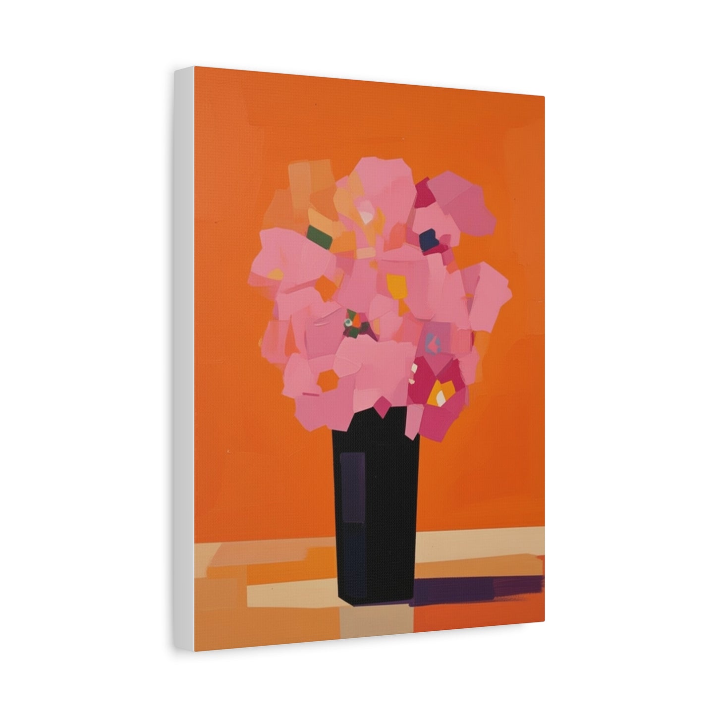 Modern Pink Flowers Canvas Print — Abstract Floral Wall Art