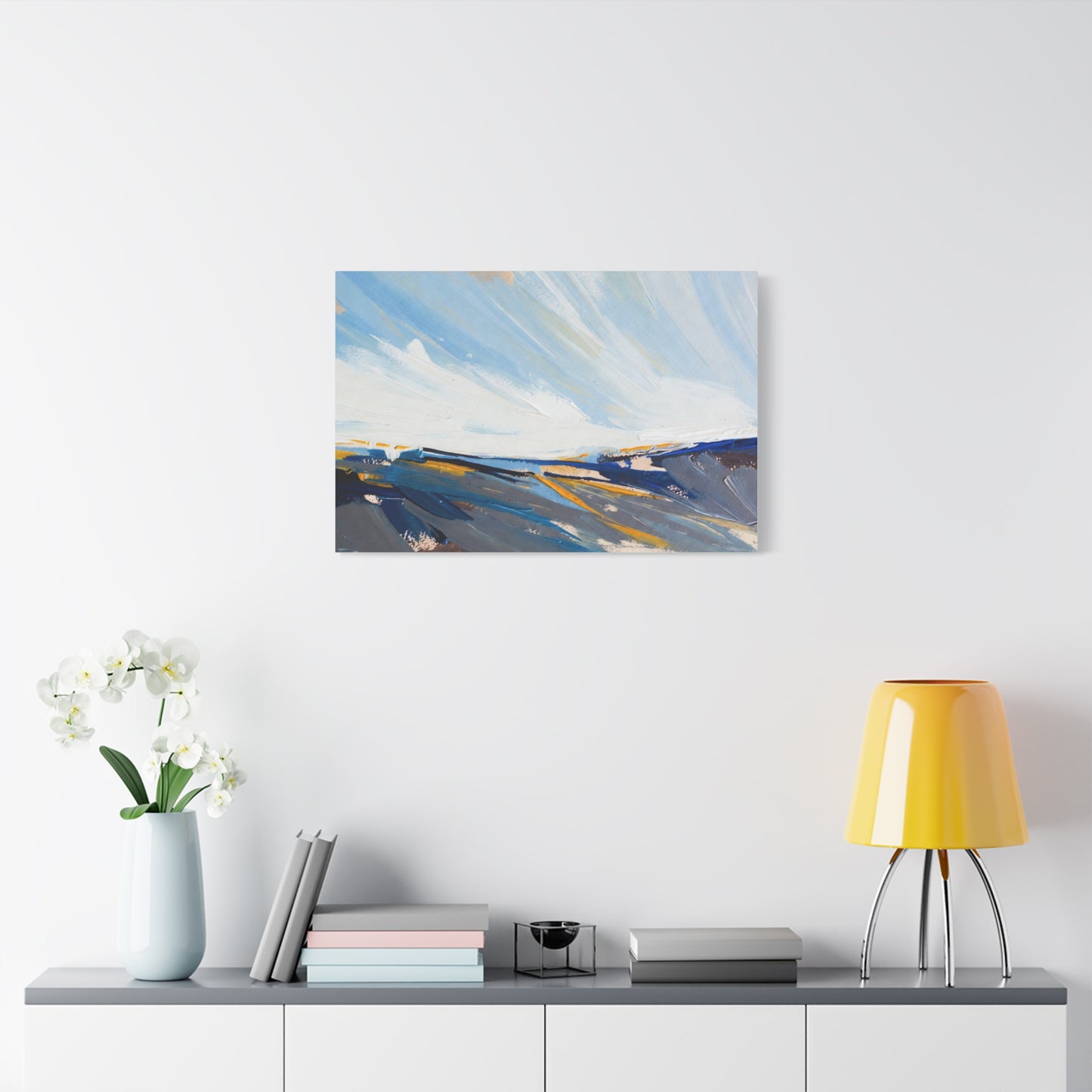 Abstract Coastal Landscape Canvas Print — Blue Sky Seascape Wall Art