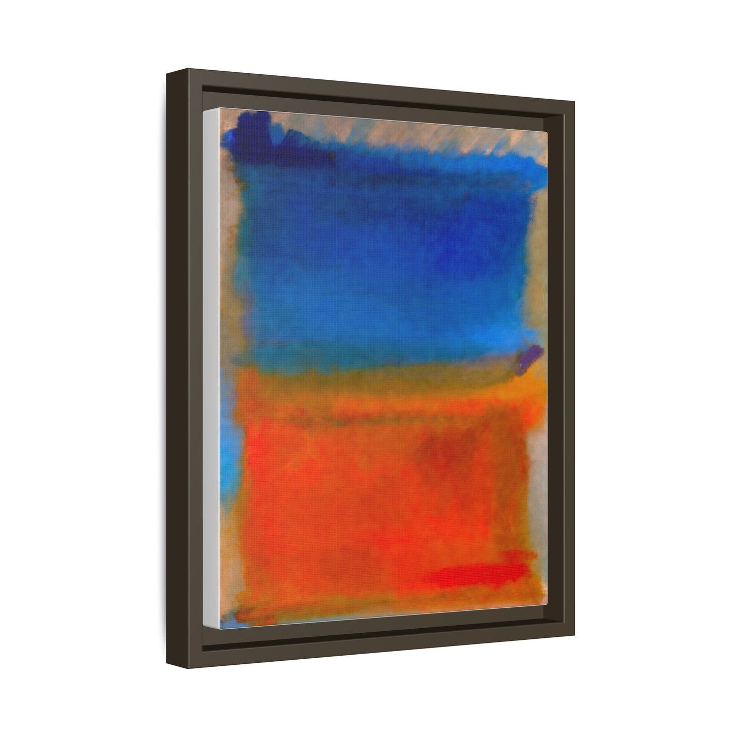 Abstract Color Block Matte Canvas Framed Wall Art — Blue & Orange Modern Painting