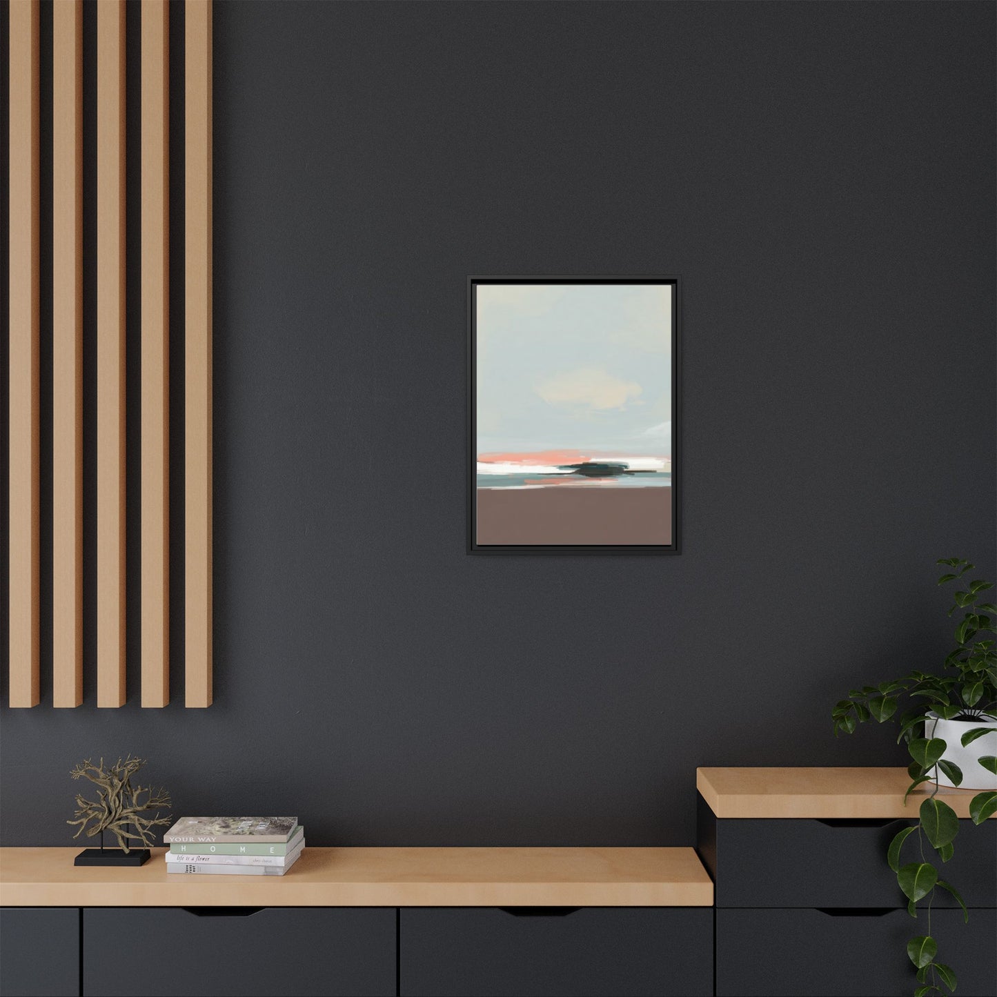 Framed Matte Canvas Print — Soft Coastal Abstract Landscape