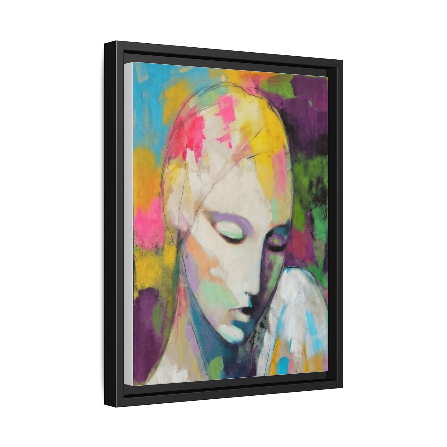 Framed Matte Canvas Art - Colorful Abstract Portrait
