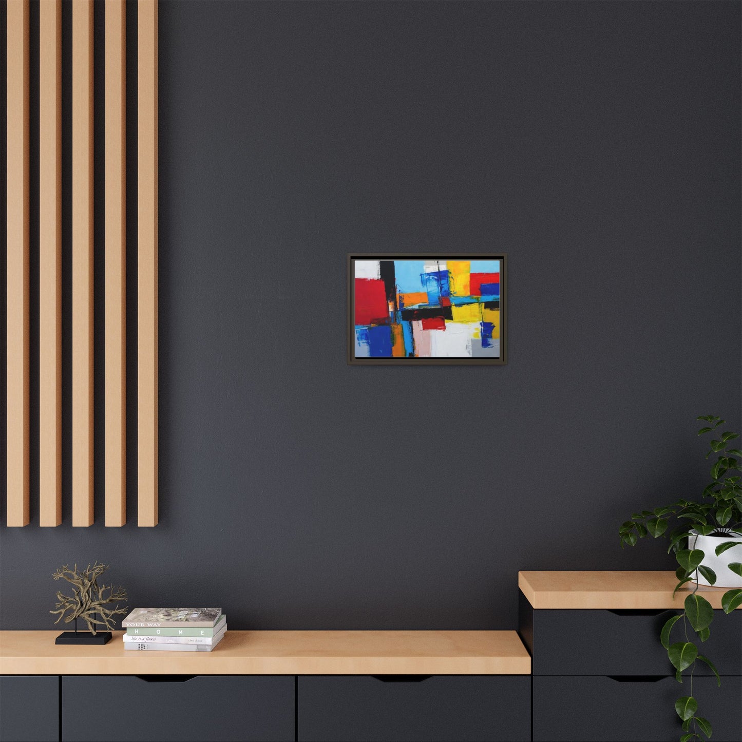 Abstract Color Block Matte Canvas Framed Wall Art