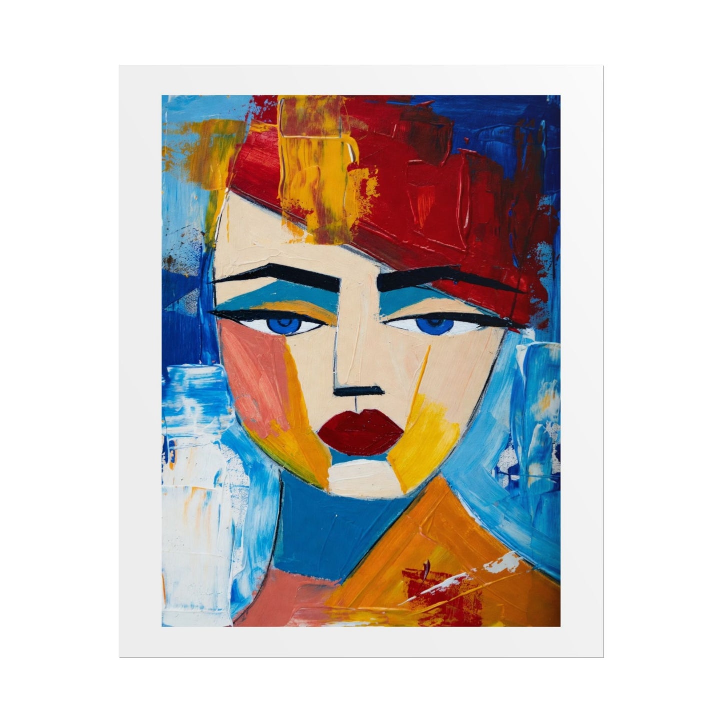 Abstract Colorful Face Poster - Modern Expressionist Rolled Art Print