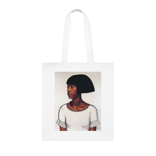 Portrait Cotton Tote Bag — Artistic Black Woman Illustration