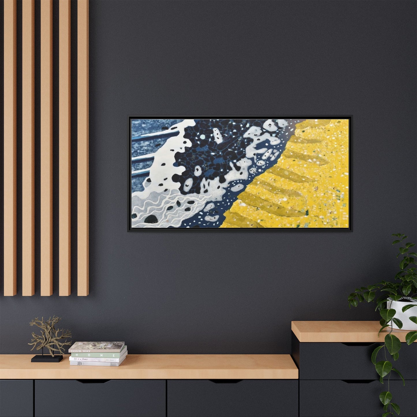 Framed Abstract Ocean & Sand Matte Canvas Print