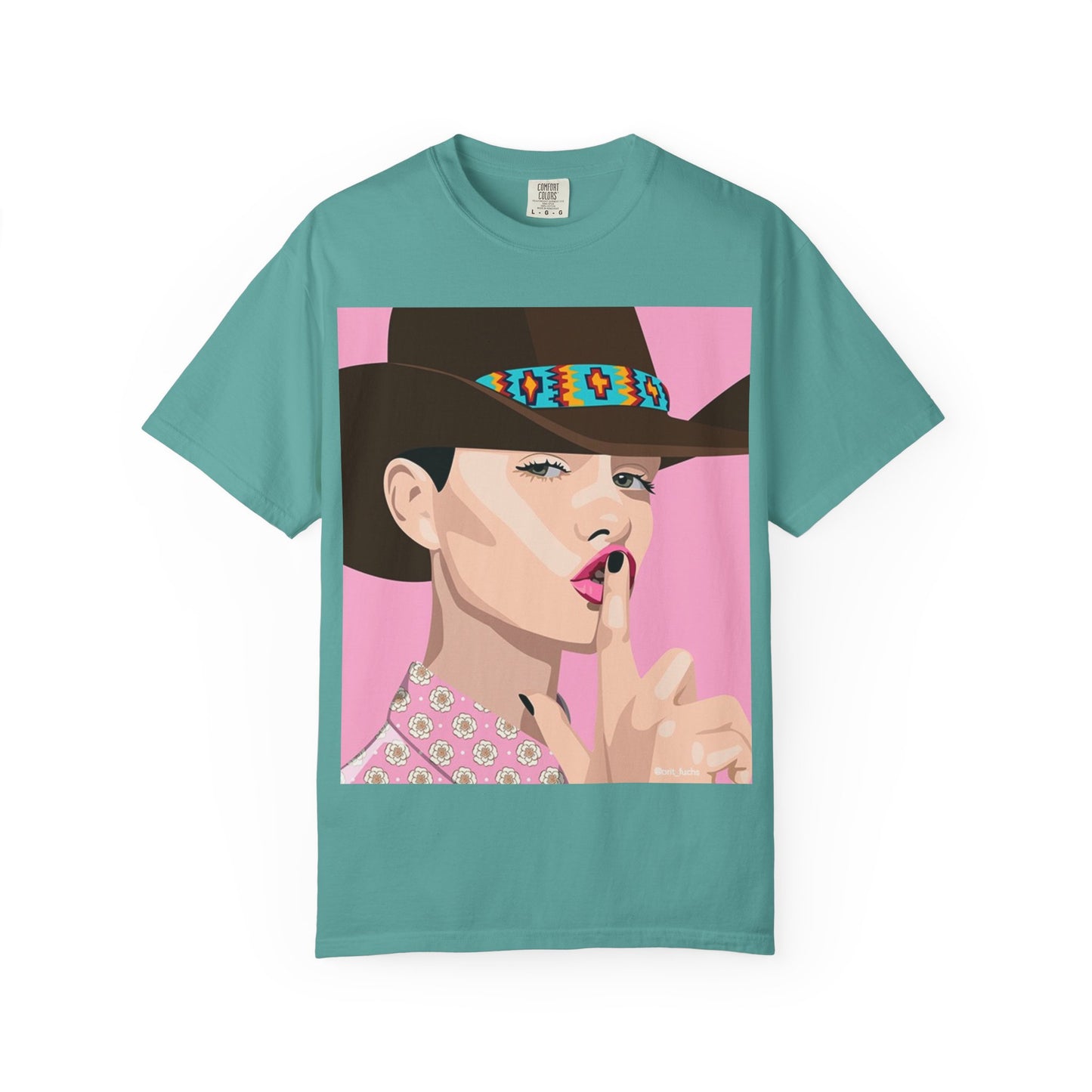 Cowgirl Pop Art T-Shirt — Pink 'Shh' Graphic Tee