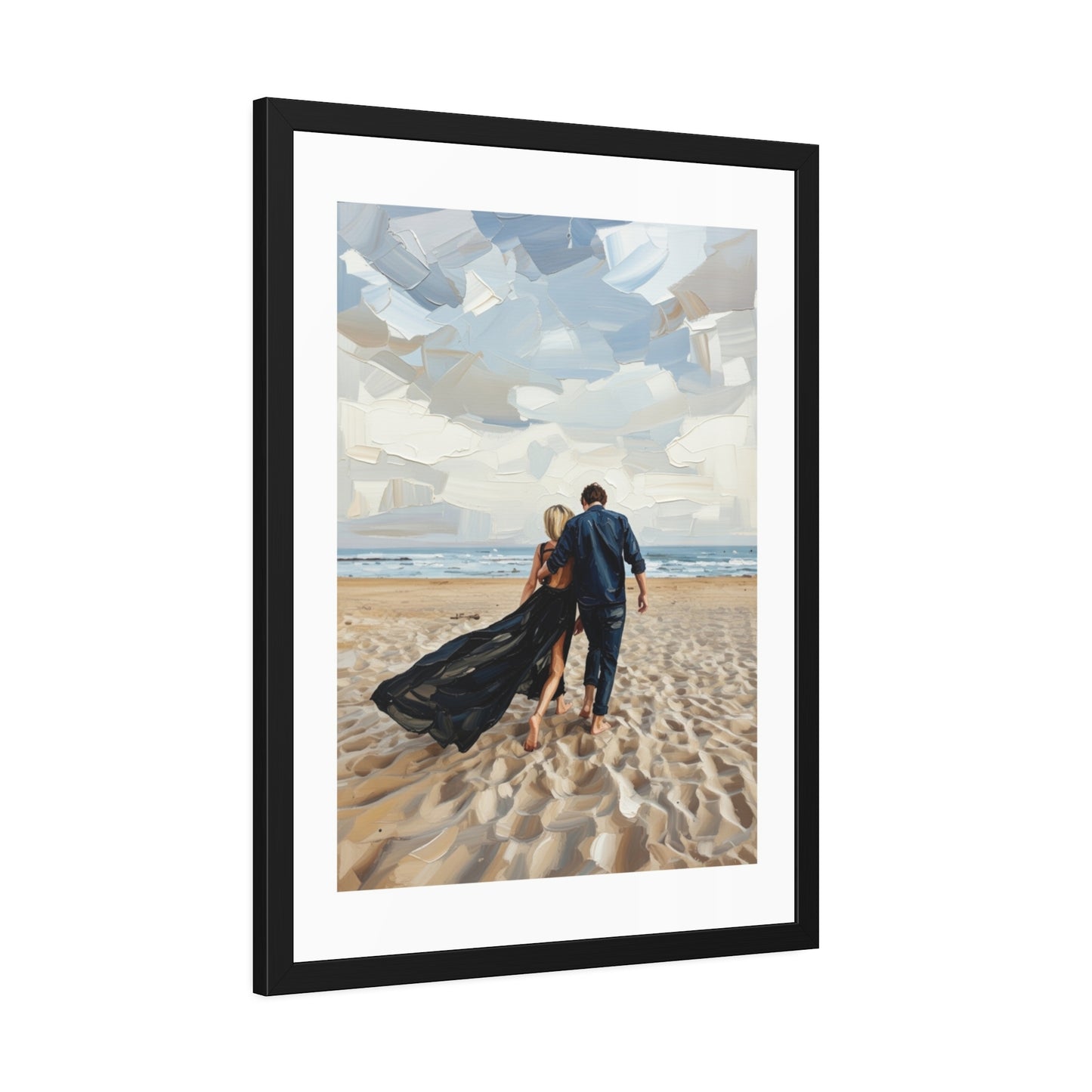 Framed Poster — Romantic Beach Couple Art Print