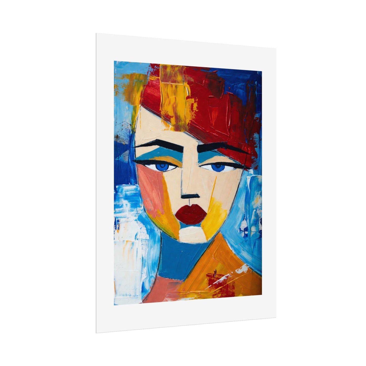 Abstract Colorful Face Poster - Modern Expressionist Rolled Art Print