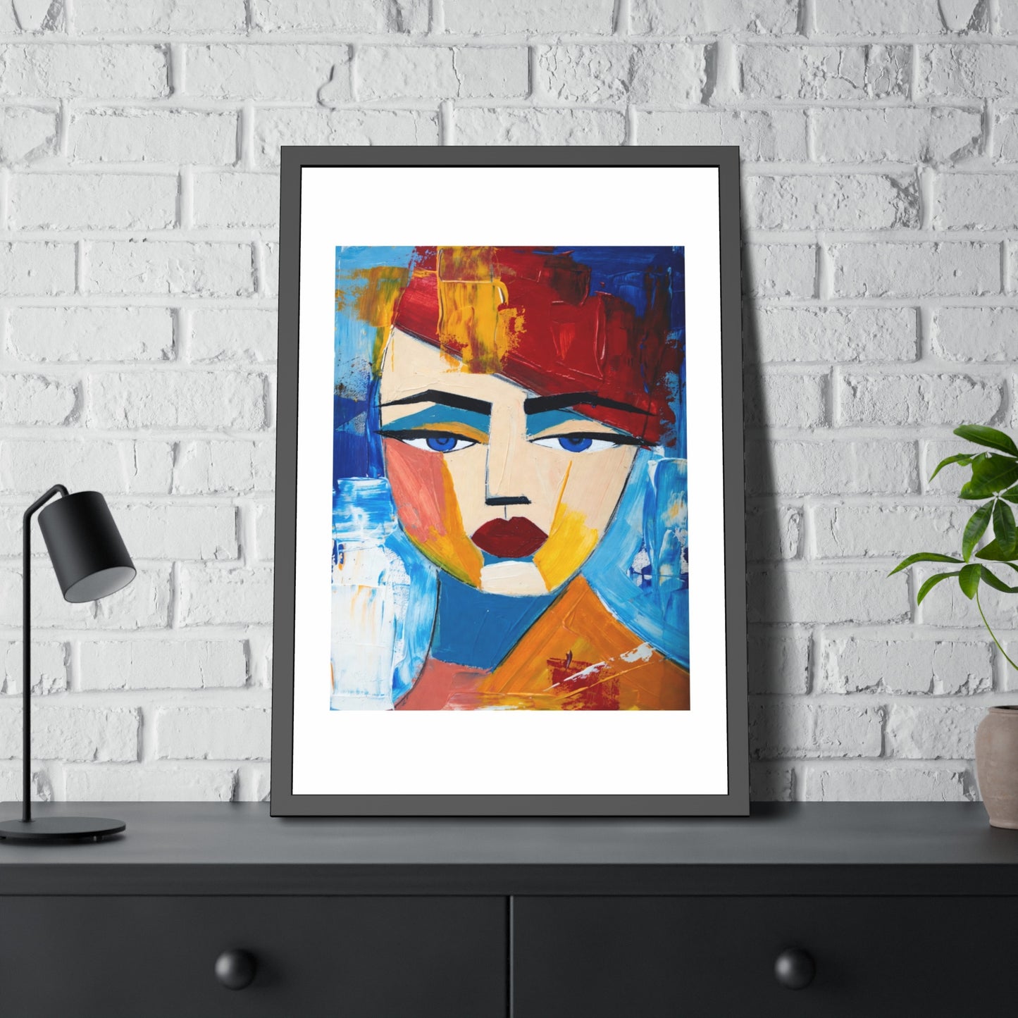 Abstract Colorful Face Framed Poster — Modern Pop Art Wall Print