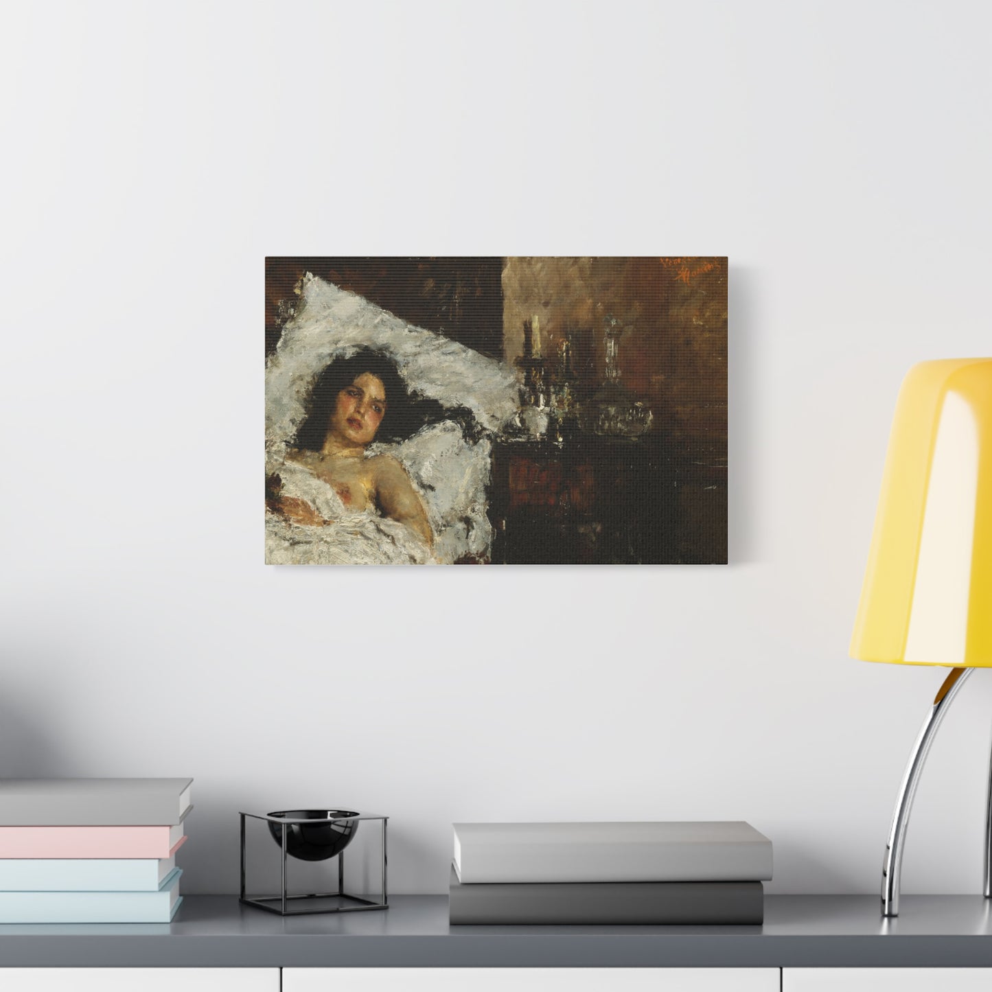 Resting by Antonio Mancini Matte Canvas Wall Art Print