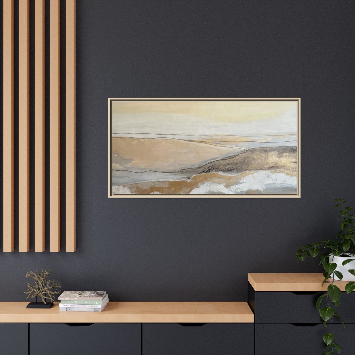 Framed Abstract Coastal Landscape Matte Canvas Wall Art