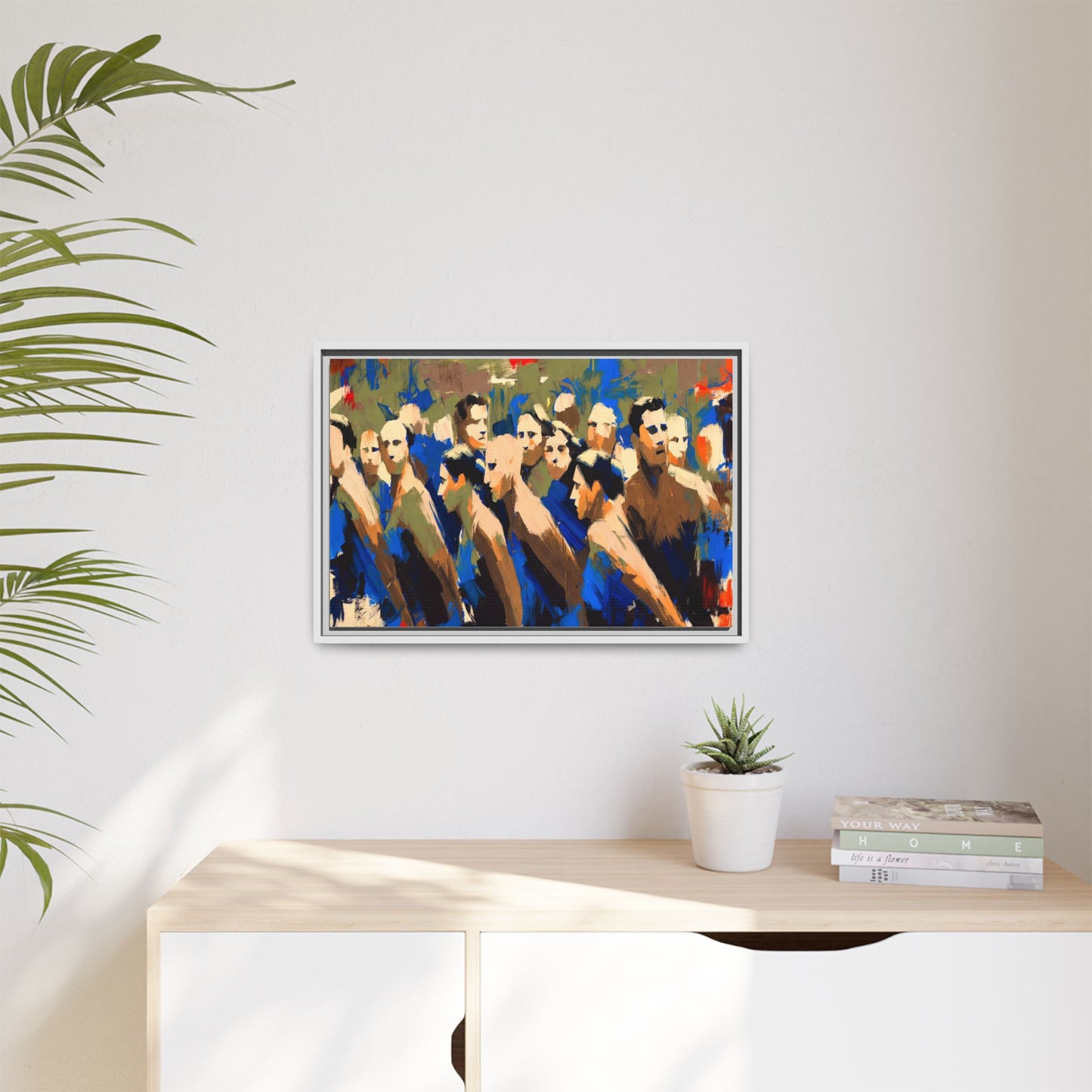 Abstract Crowd Matte Canvas Print — Framed Multi-Color Wall Art