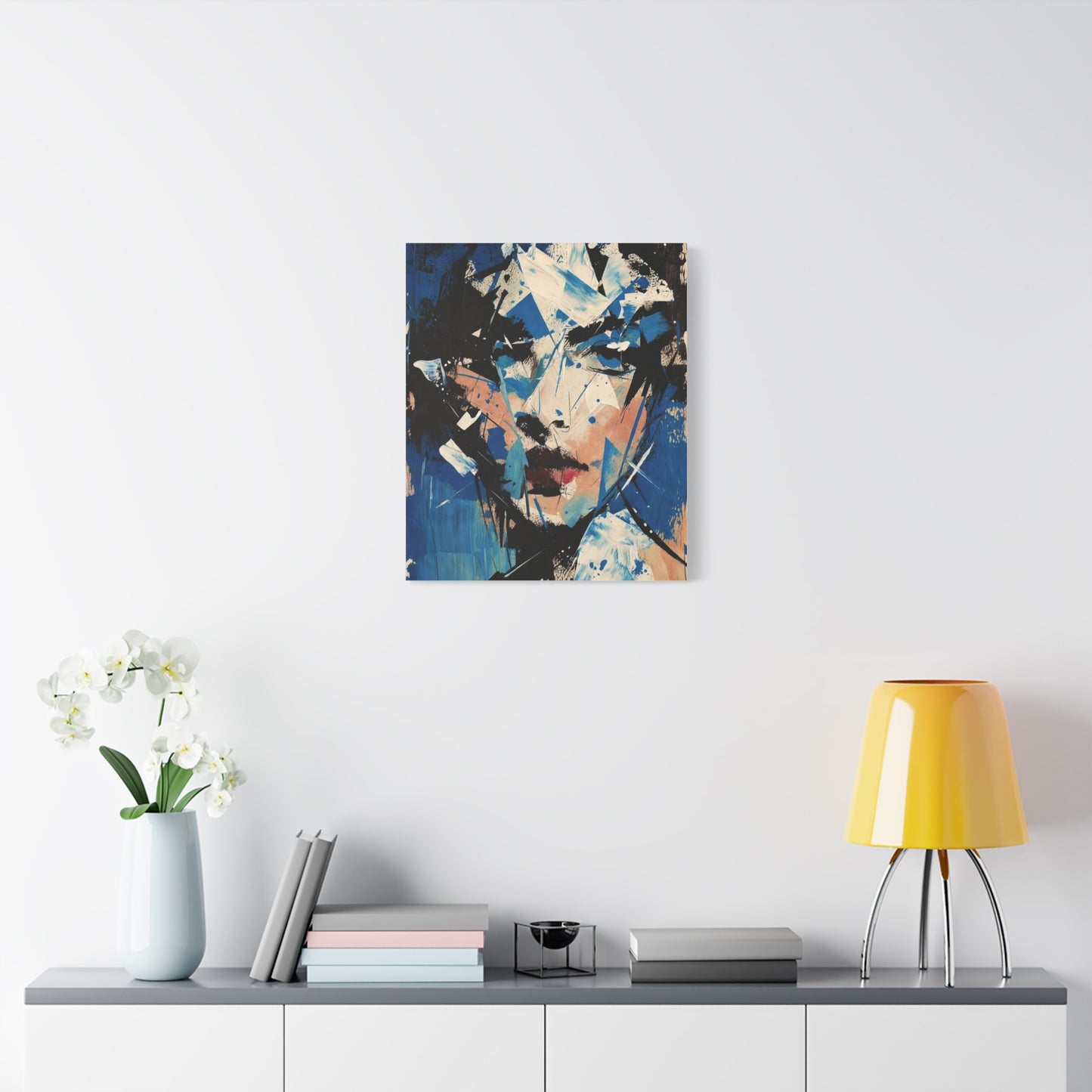 Abstract Blue Portrait Canvas Print — Modern Stretched Wall Art