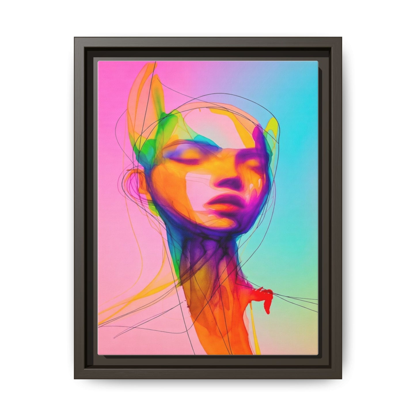 Framed Matte Canvas Art — Vibrant Abstract Portrait Wall Print