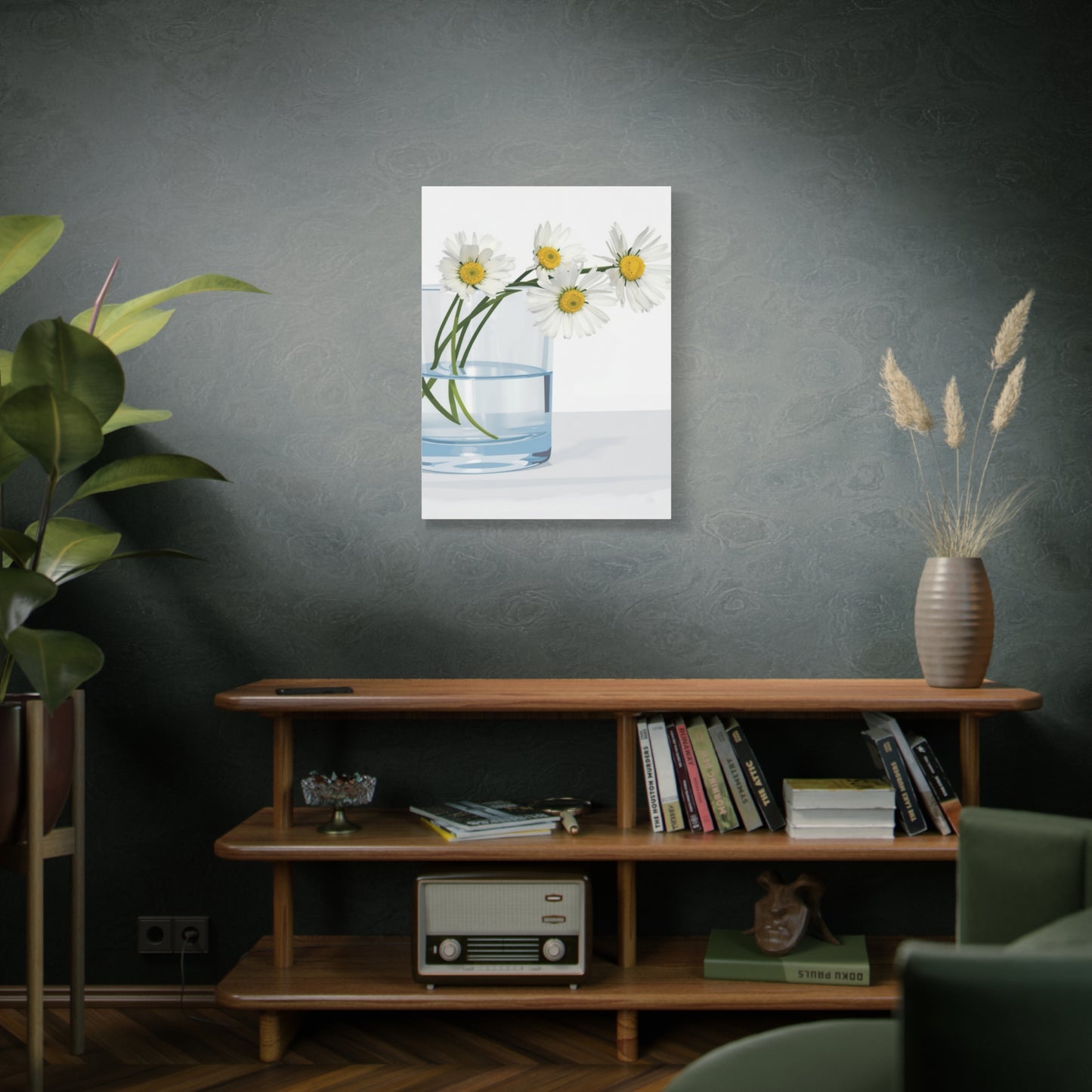 Daisy Glass Vase Canvas Print — Matte Stretched Wall Art
