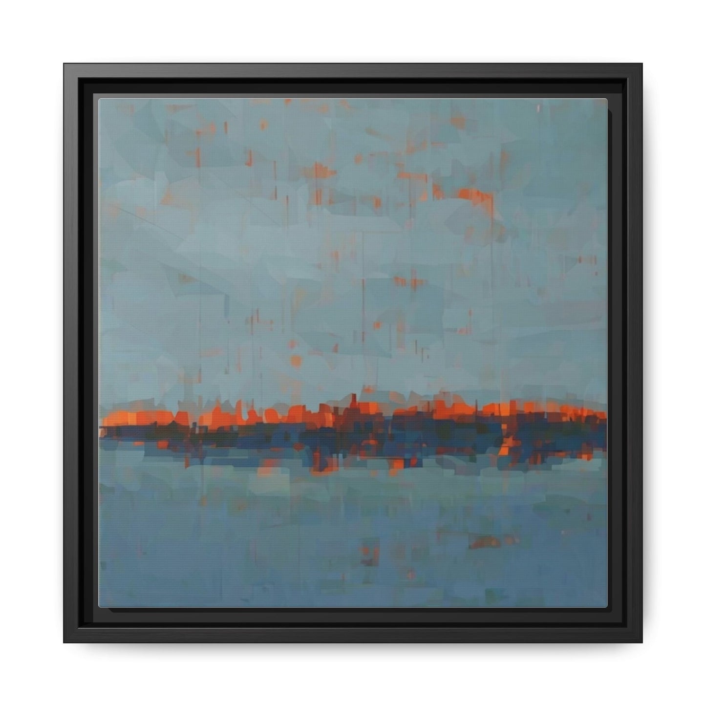 Framed Canvas Art — Teal & Orange Abstract Seascape