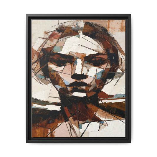 Abstract Woman Portrait Matte Canvas Framed — Geometric Multi-Color Wall Art