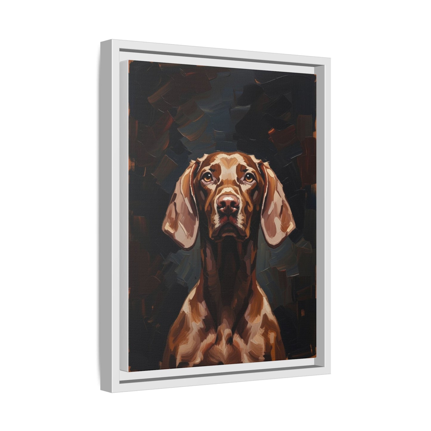 Framed Matte Canvas Dog Portrait – Brown Vizsla Wall Art