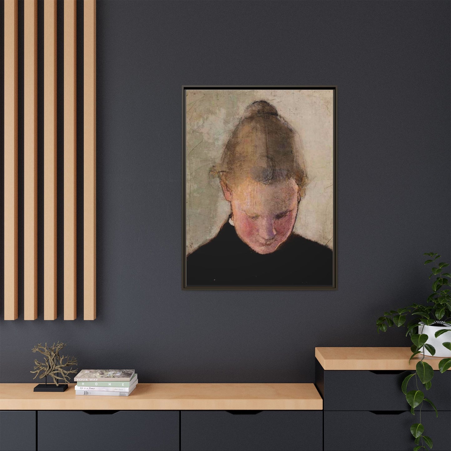 Lukeva tytto by Helena Schjerfbeck Framed Matte Canvas Art Print