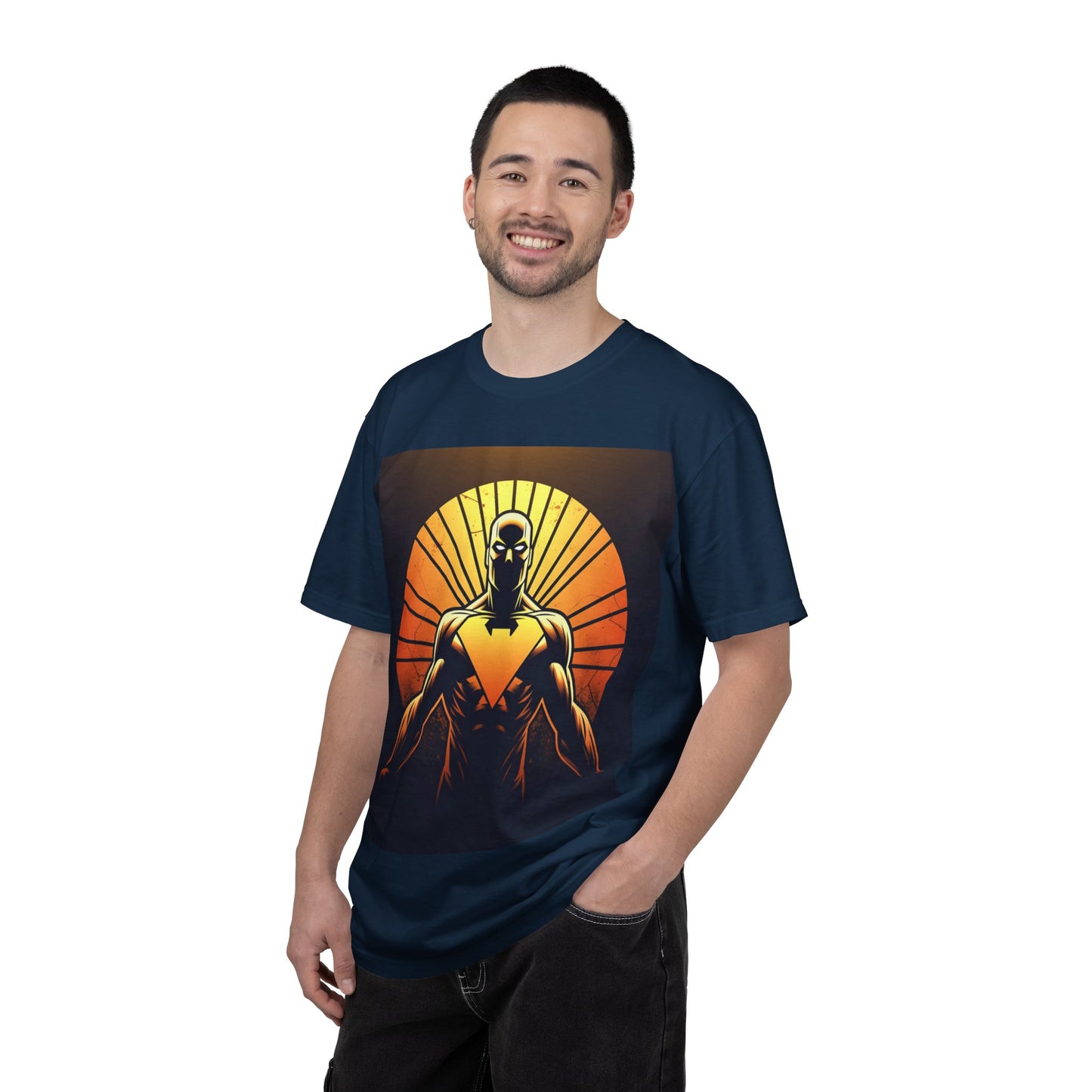 Superhero Sunrise T-Shirt — Bold Chest Emblem Graphic