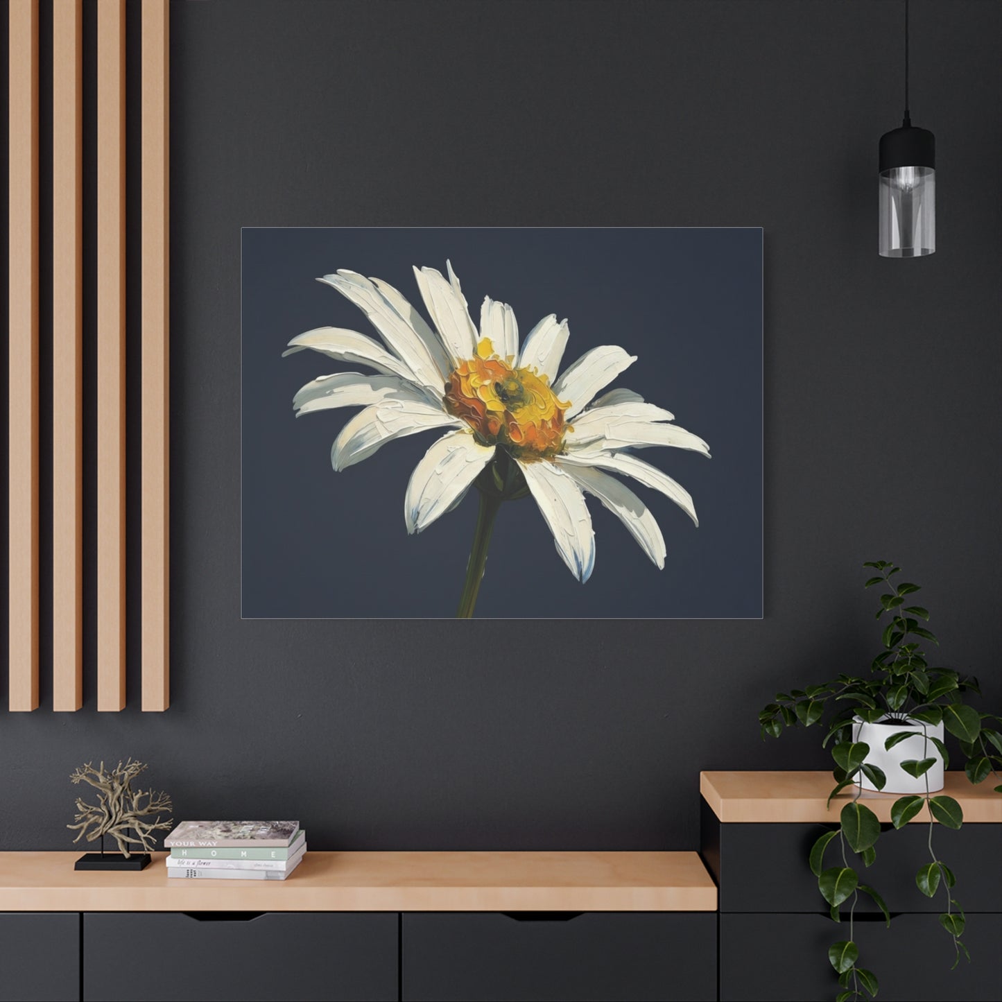 Daisy Oil-Paint Canvas Wall Art — Stretched Matte Floral Print