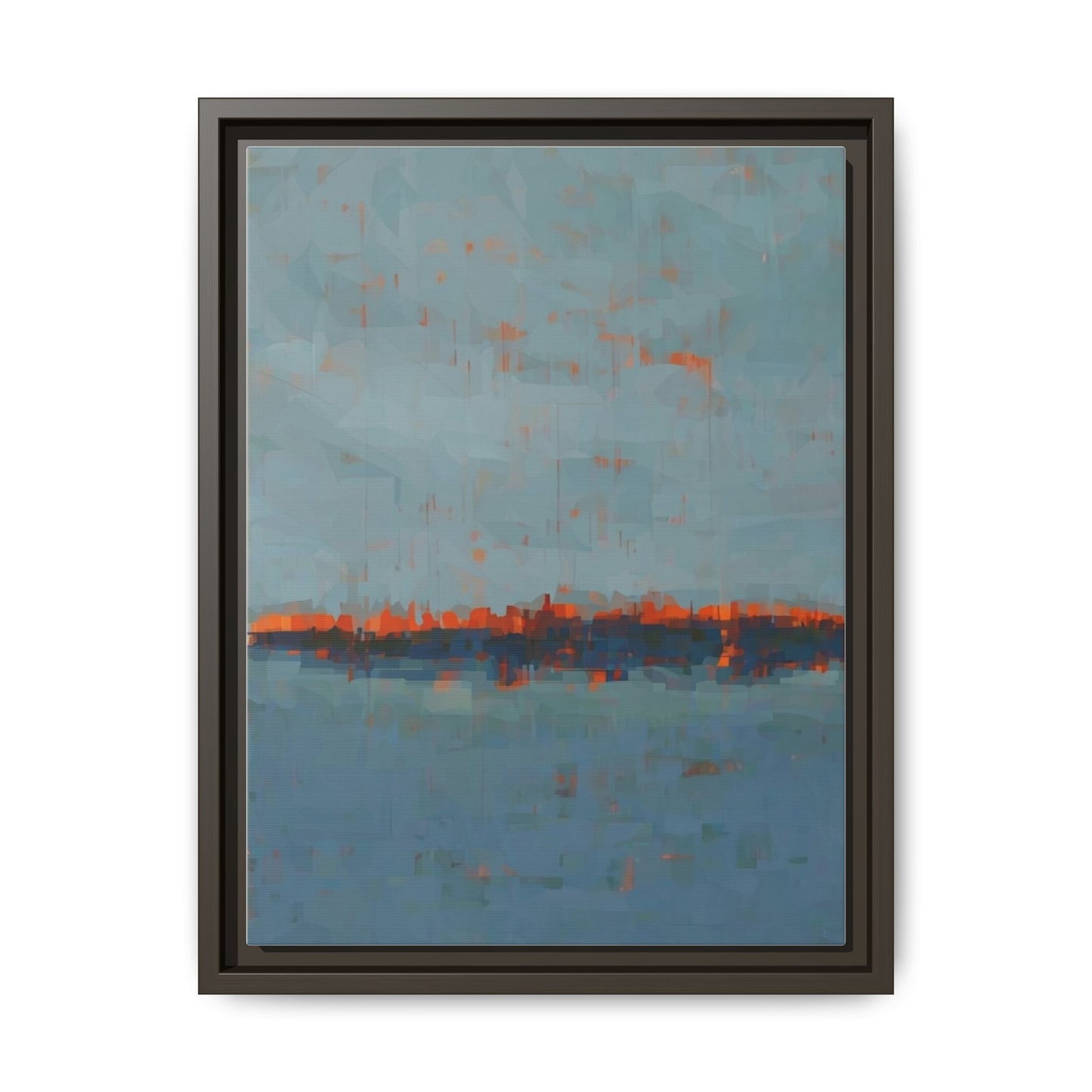 Framed Canvas Art — Teal & Orange Abstract Seascape