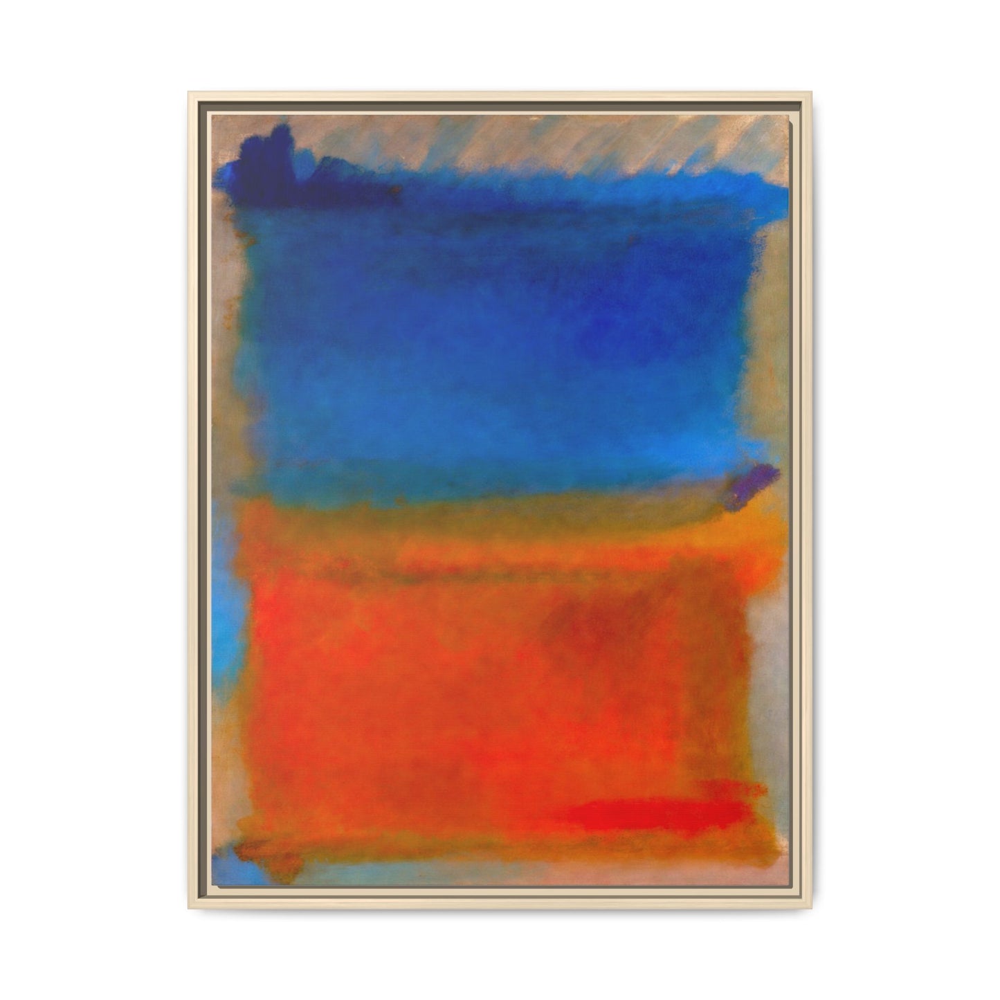 Abstract Color Block Matte Canvas Framed Wall Art — Blue & Orange Modern Painting