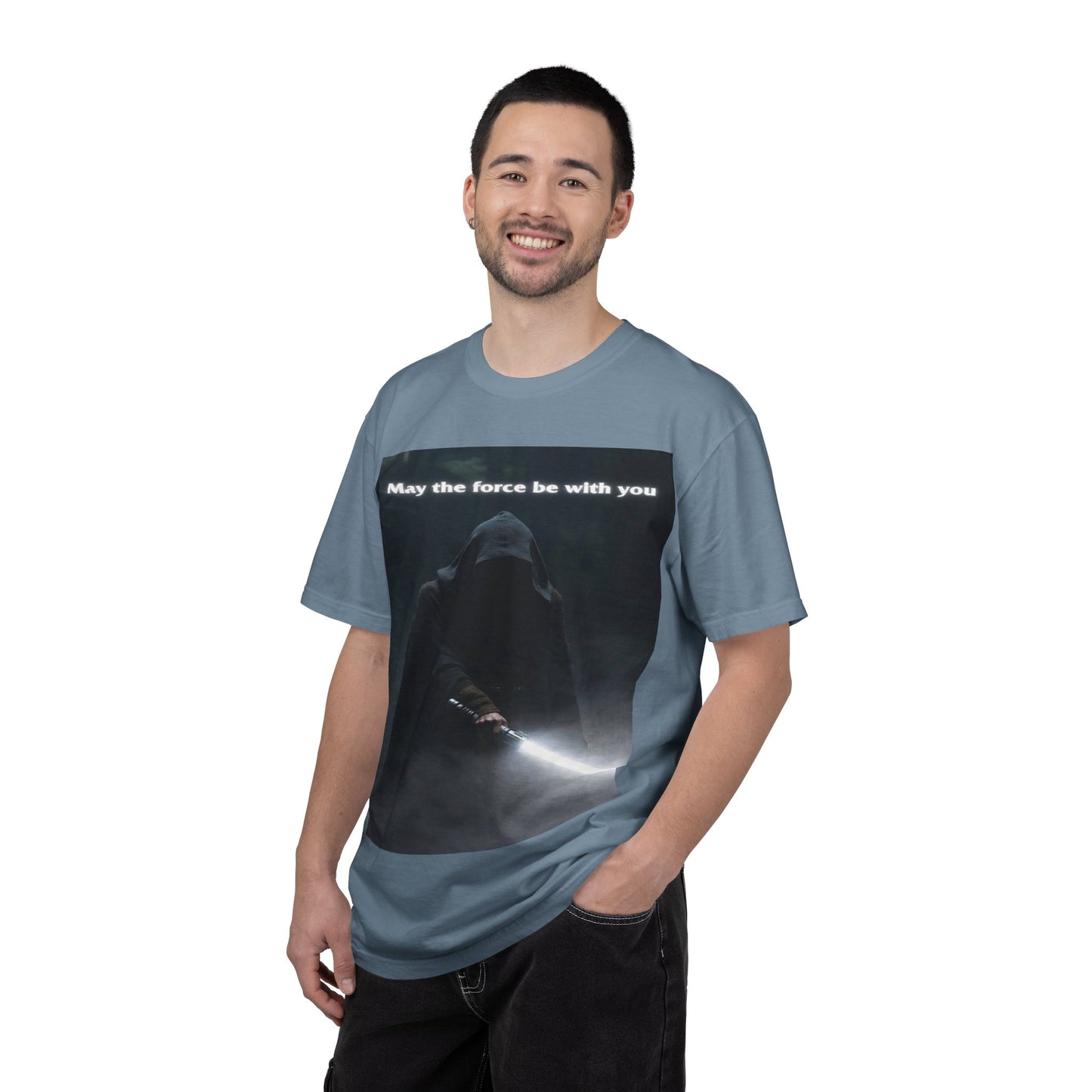 May the Force Be With You T-Shirt — Dark Hooded Lightsaber Graphic Tee