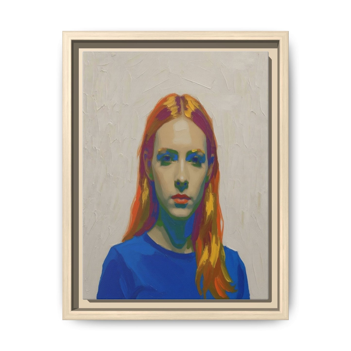 Framed Matte Canvas Portrait — Vibrant Multi‑Color Girl Art Print