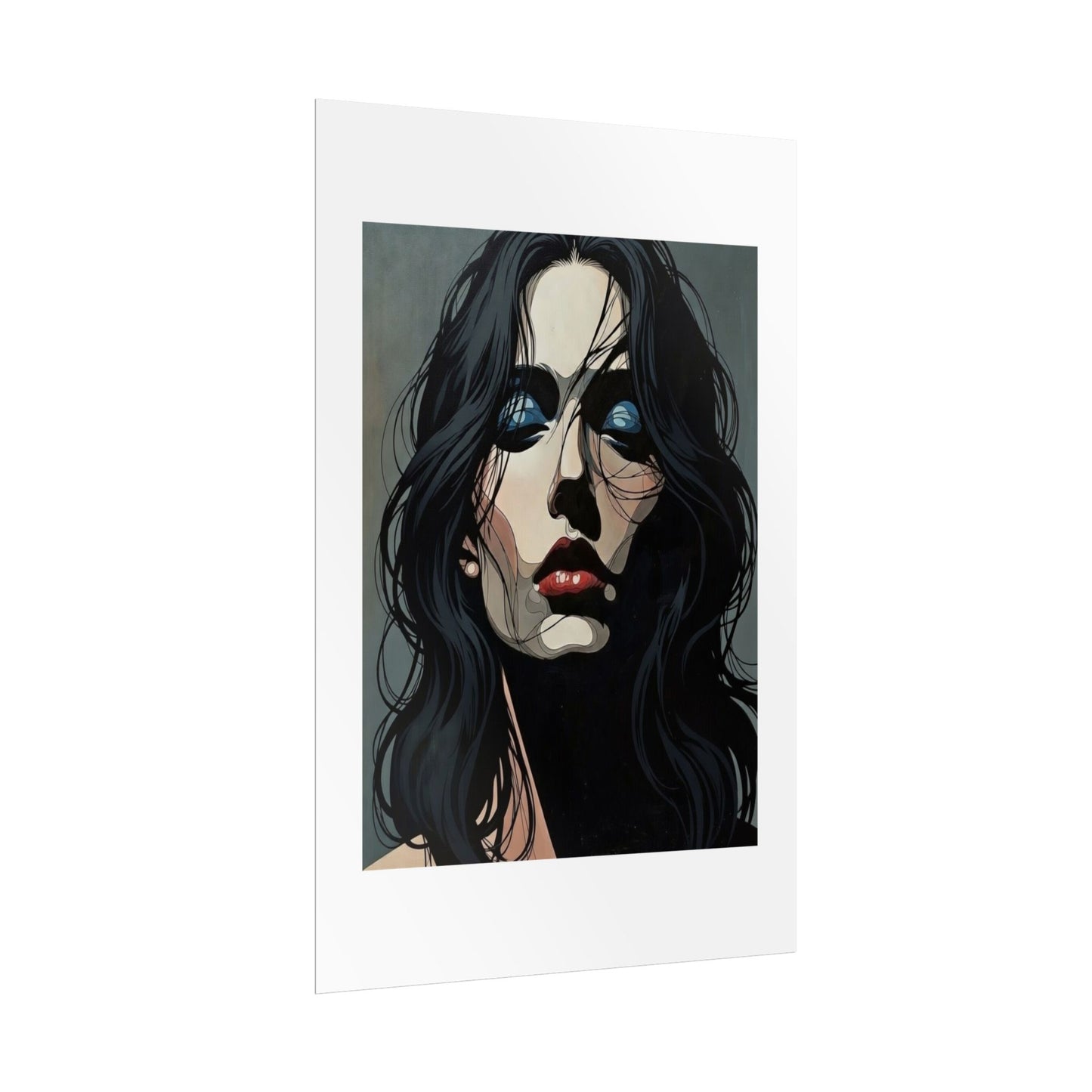 Rolled Poster — Moody Portrait Art Print (Dark Femme, Blue Eyeshadow)